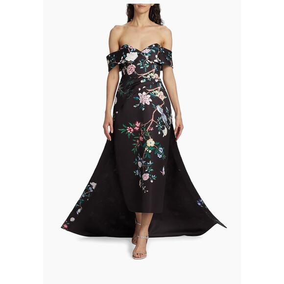 Marchesa Notte Paradise-Print Duchesse Satin Gown - Size 2 $995.00 retail price - Picture 1 of 9